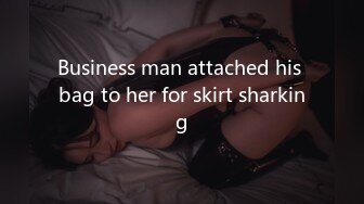 Business man attached his bag to her for skirt sharking